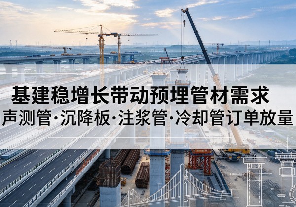 都江堰基建稳增长带动预埋监测管材需求，声测管、沉降板、注浆管订单持续放量
